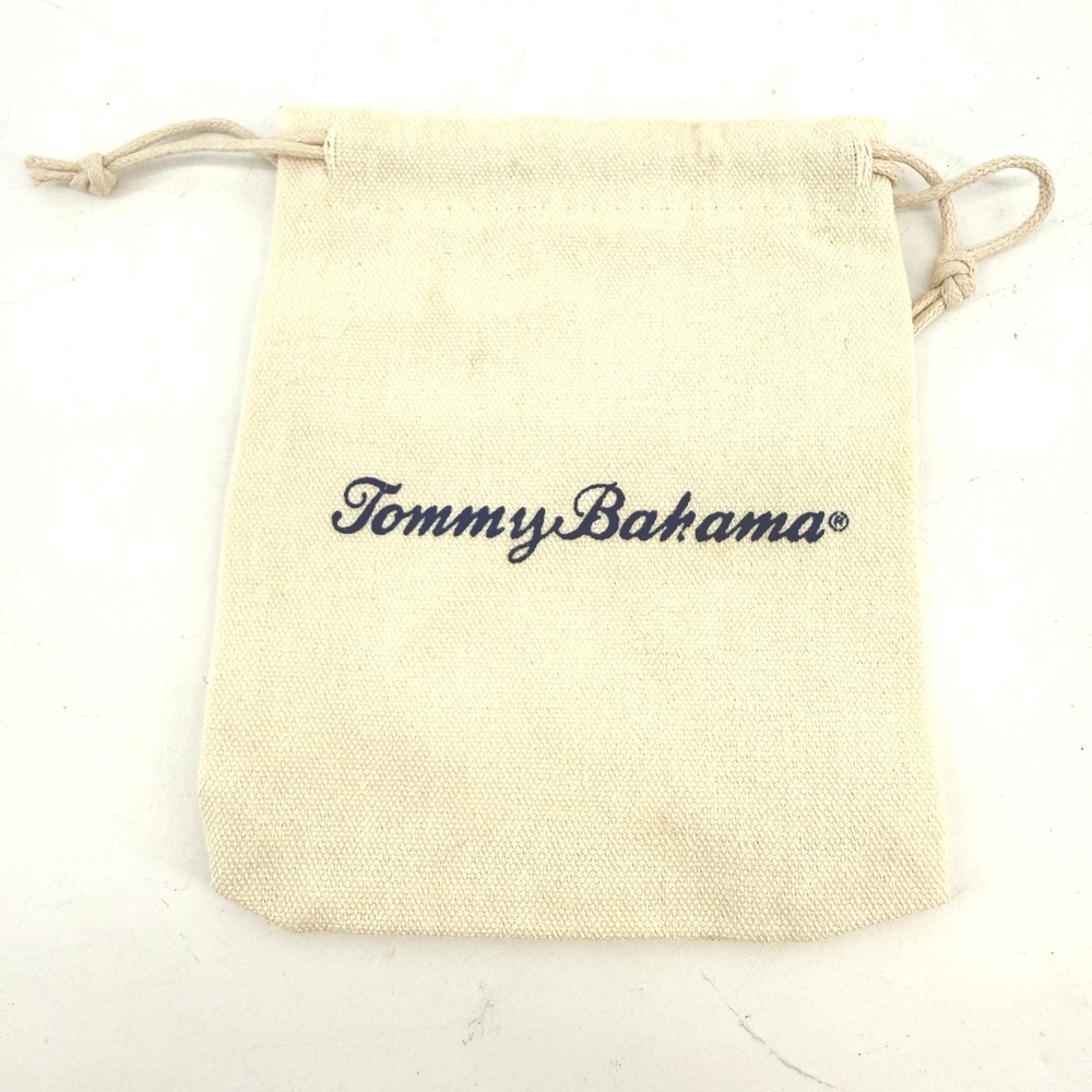Tommy Bahama Drawstring Pouch Unisex OS Cream Canvas Logo Accessory Bag